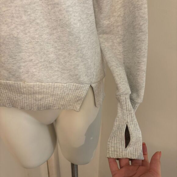 Alo size Small Light Grey Funnel Neck Loungewear Athleisure Yoga Sweatshirt - Picture 4 of 7
